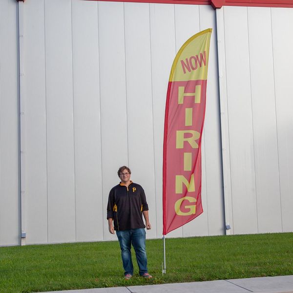 Now Hiring set up outside