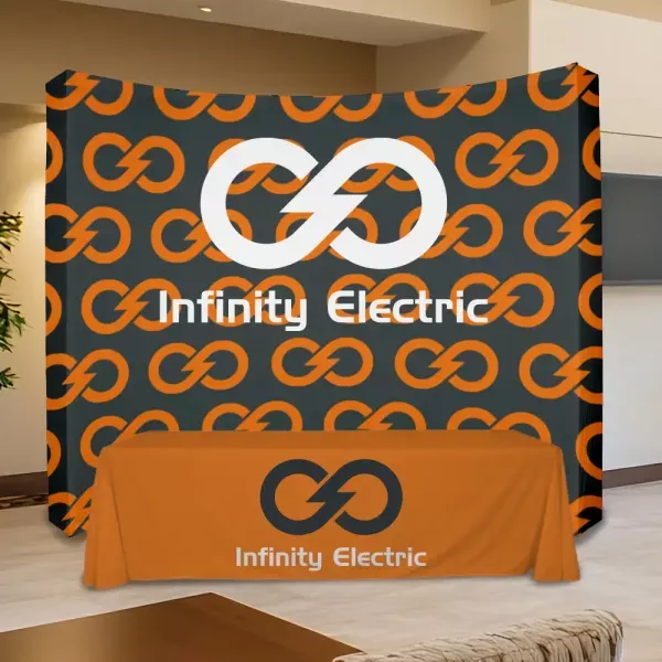 Tradeshow booth 7 with a backdrop