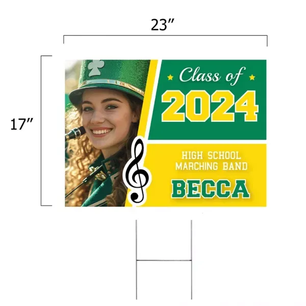 Dimensions for the marching band sign with photo