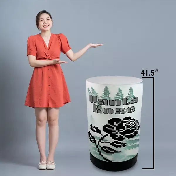 41.5" inflatable table next to a lady