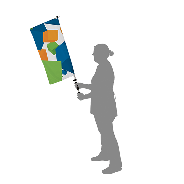 Detachable pole set for carrying flag Remove the pole and carry around the flag