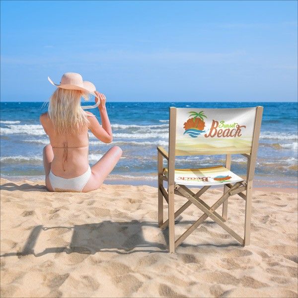 custom director's chair on the beach