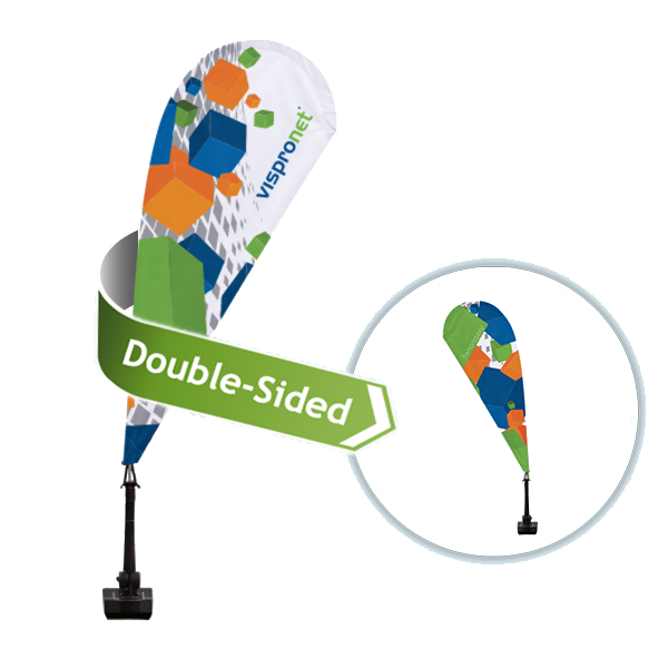 Two-sided car flags are available for better visibility