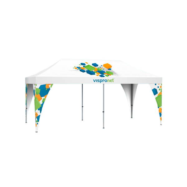 These leg banners keep the legs of the tent frame hidden from view