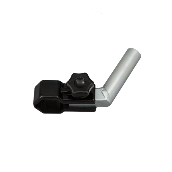 The 30° Pop Up Tent Feather Flag Mount attaches to your tent by sliding it up a tent leg and tightening