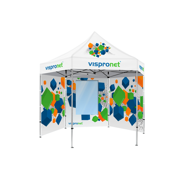 Walls can be added to your pop up advertising tent and can even feature windows and doors
