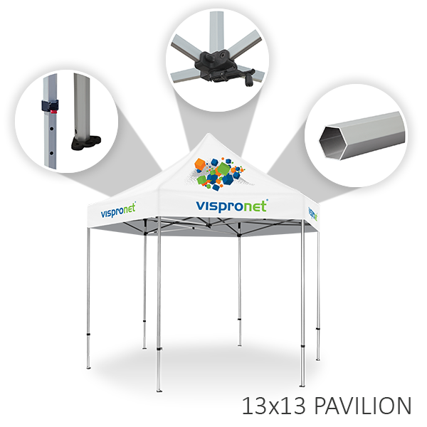 Deluxe frame features height-adjustable aluminum hexagonal legs and rooftop crank