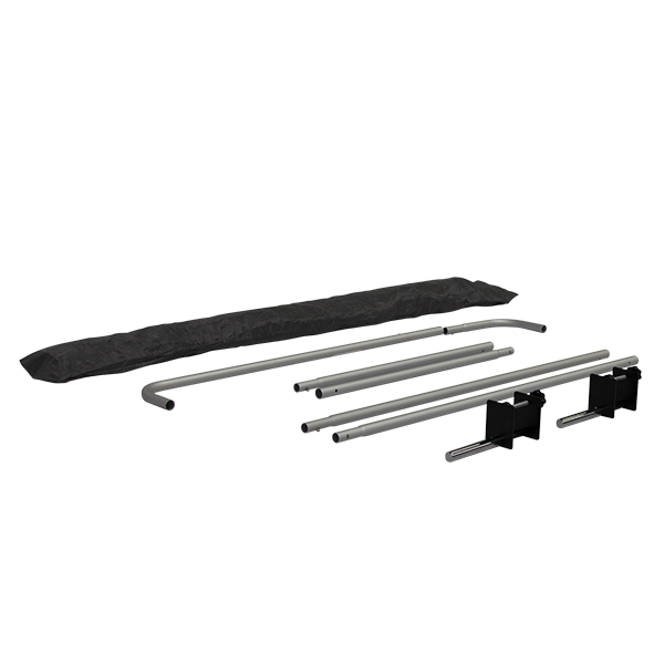 Includes pole set, table clamps and black tote Stand hardware