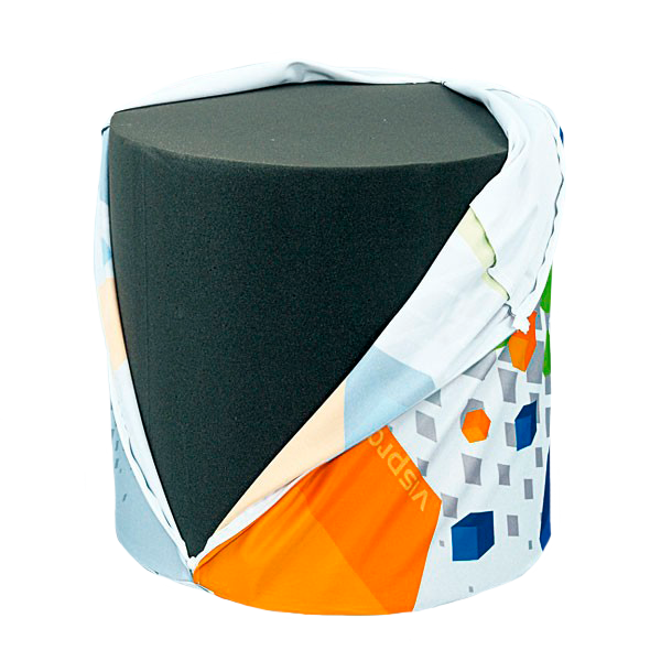 Display Cylinder prints attach to foam core with zippers Display Cylinder prints attach to foam core with zippers