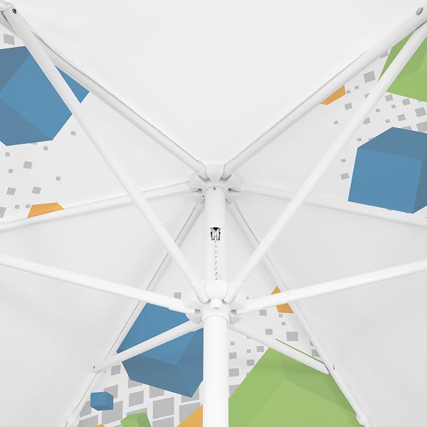 Canopy supported by white aluminum frame Canopy supported by white aluminum frame
