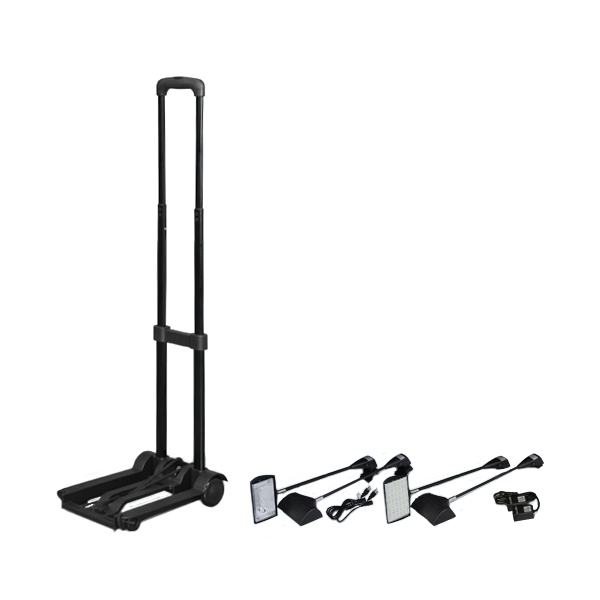 Optional accessories include Pop Up Booth Trolley and Pop Up Portable Booth Lights