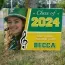 Marching band yard sign with photo